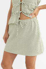 Rhythm Cove Stripe Bias Cut Mini Skirt