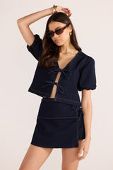 Minkpink Camilla Denim Tie Crop Top
