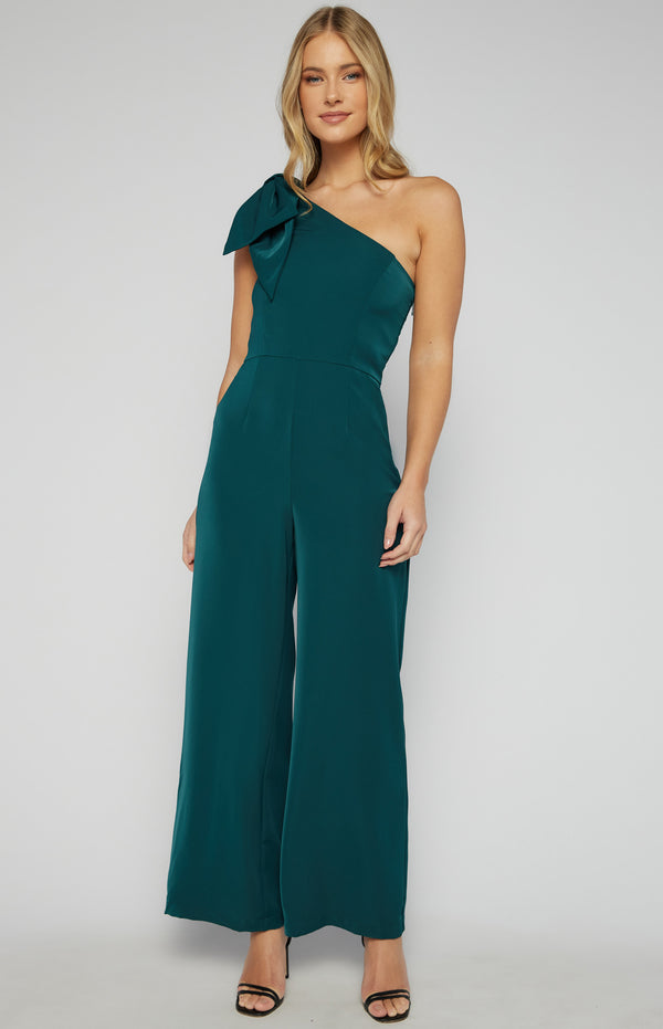 Style State One Shoulder Bow Feature Jumpsuit