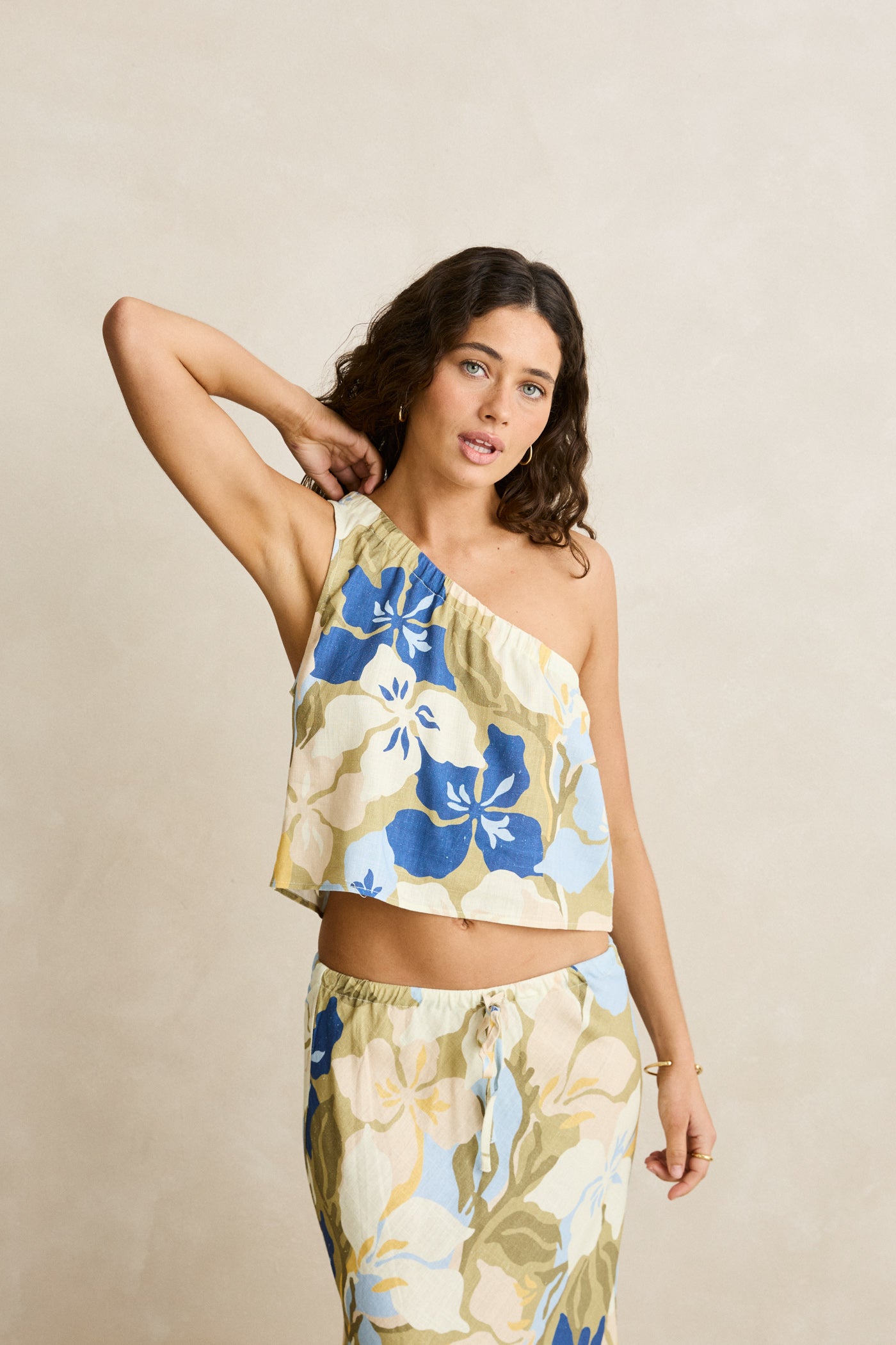 Rhythm Blanca Floral One Shoulder Top