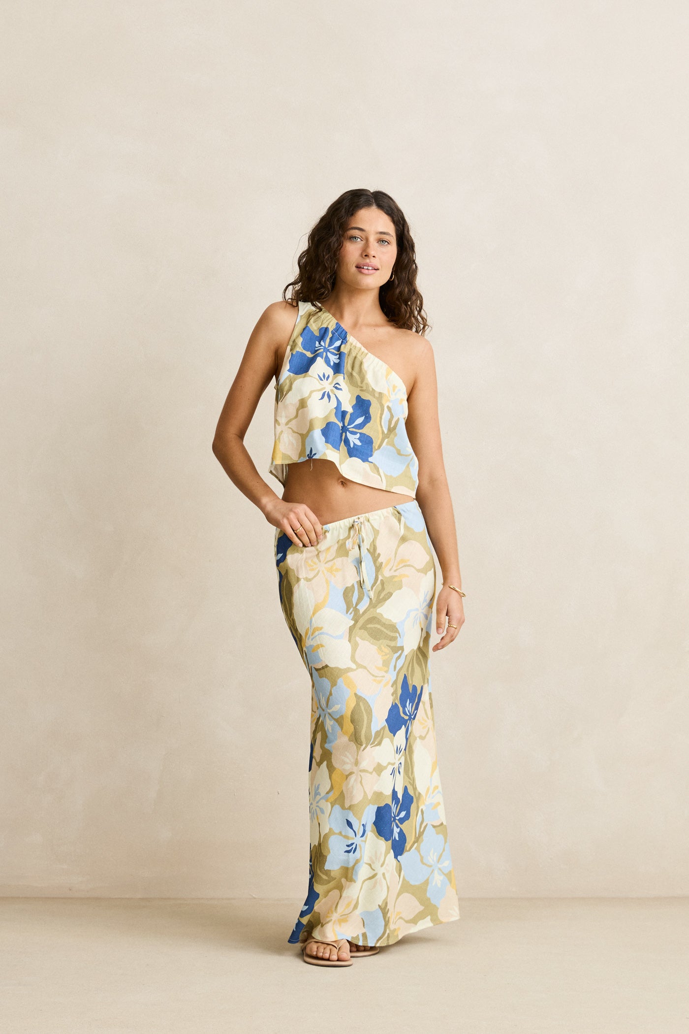 Rhythm Blanca Floral Bias Cut Maxi Skirt