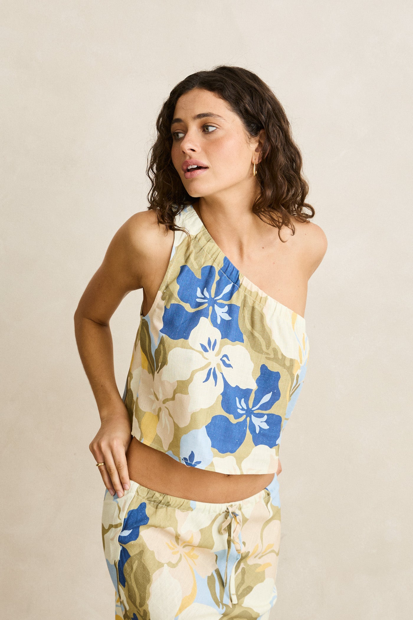 Rhythm Blanca Floral One Shoulder Top
