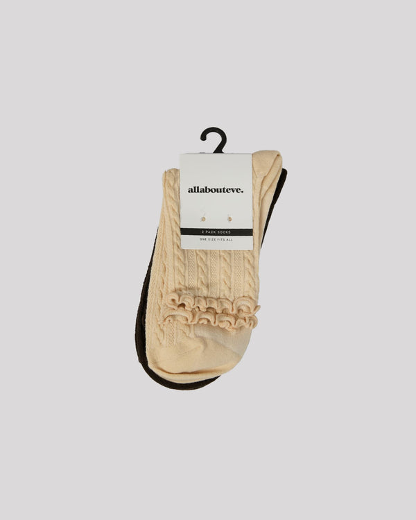 All About Eve Cable Frill 2pk Socks