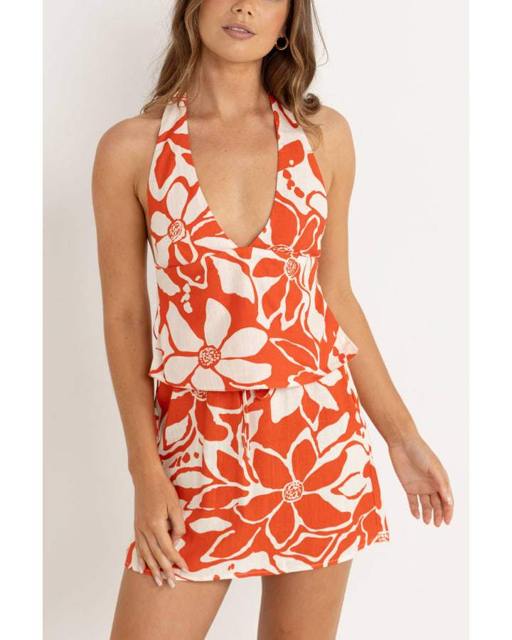 Rhythm Poppy Floral Halter Top