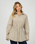 All About Eve Ruched Stripe Shirt