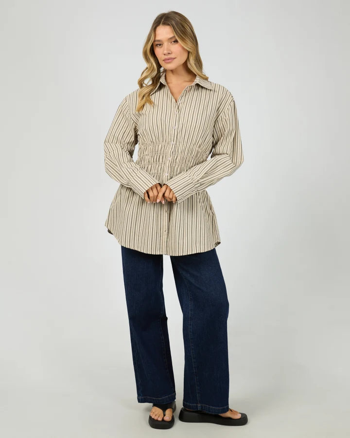 All About Eve Ruched Stripe Shirt