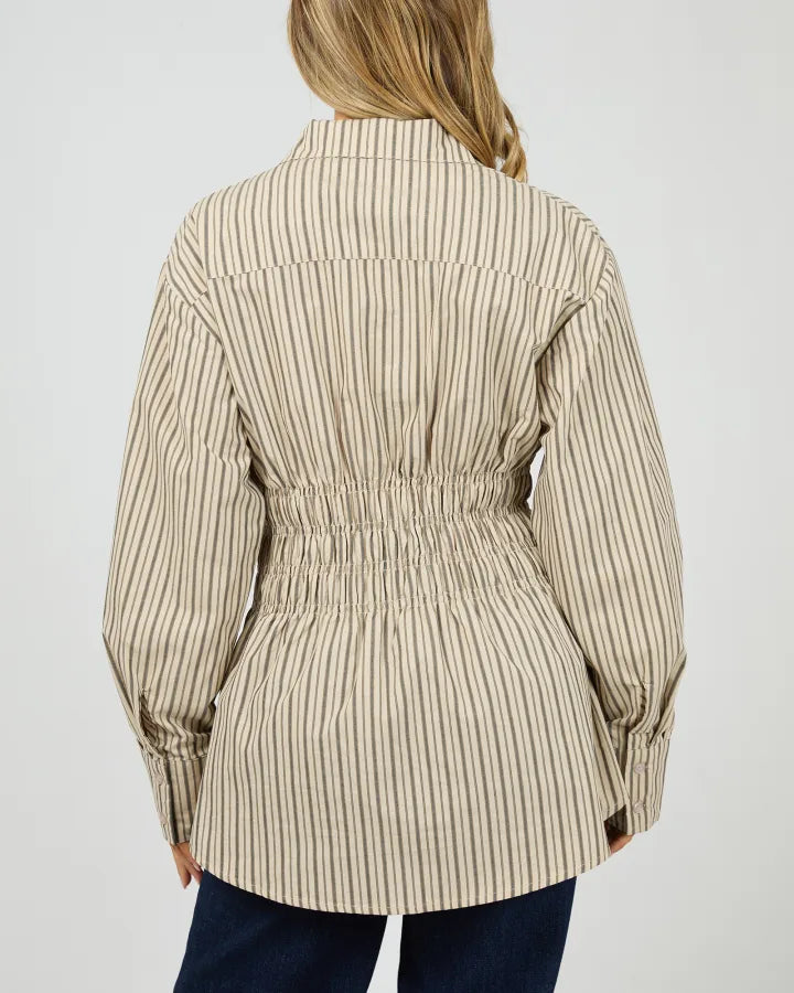 All About Eve Ruched Stripe Shirt