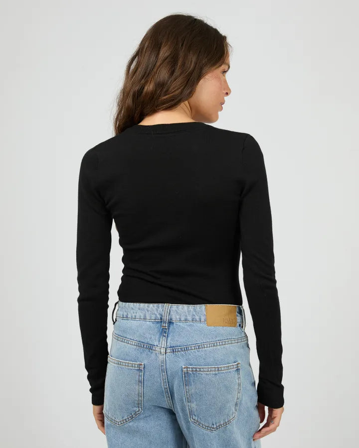 Silent Theory Ashton Knit Vee LS Top