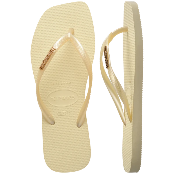 Havaianas Slim Square Logo Metallic Thongs