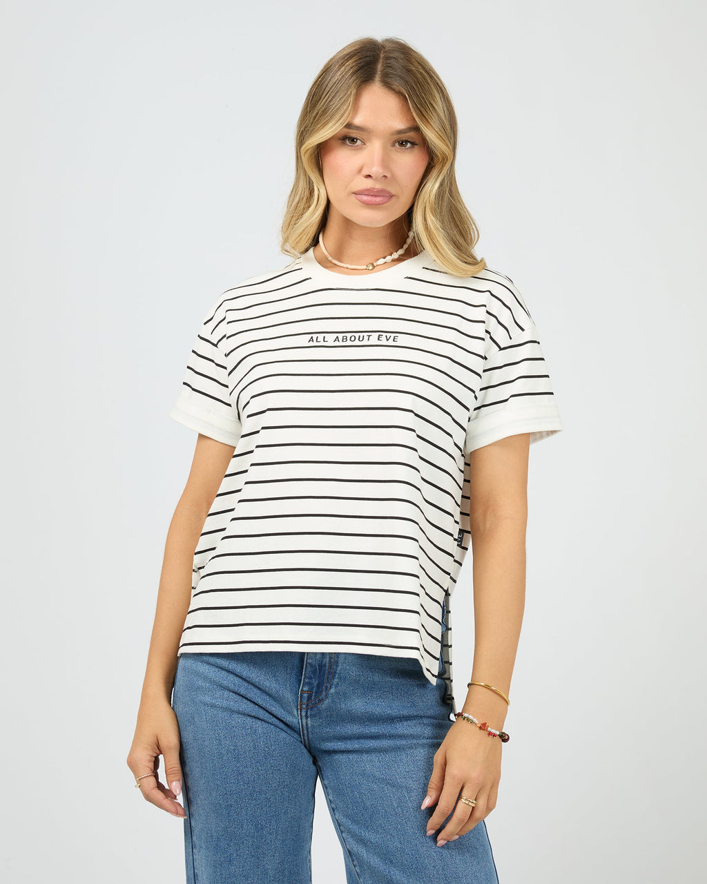 All About Eve Washed Stripe Tee Black