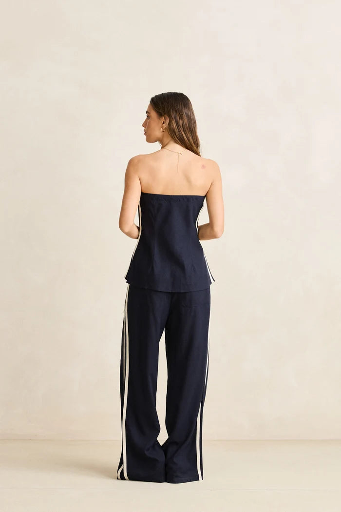 Rhythm Contrast Linen Strapless Top