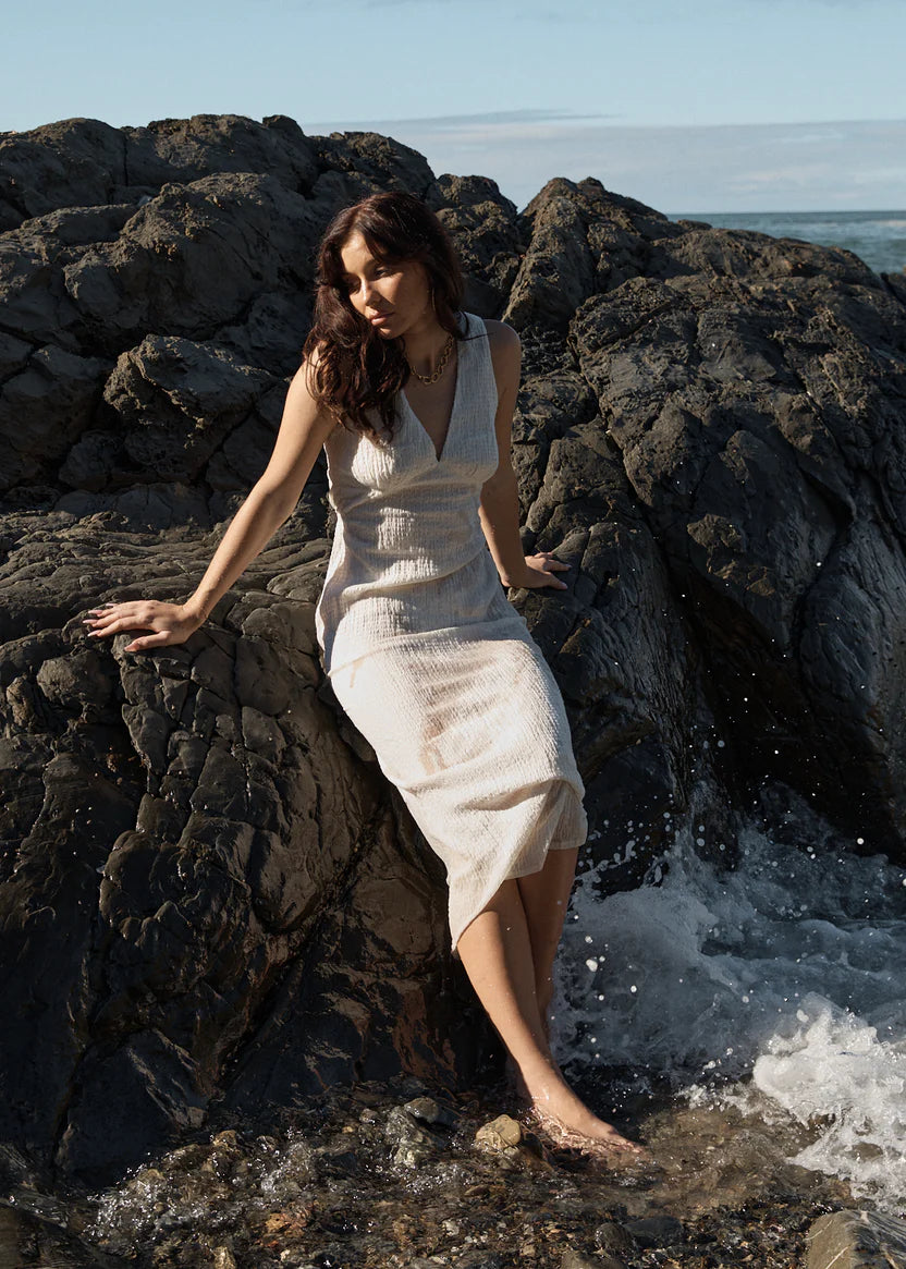 Afends Tully Seersucker Maxi Dress