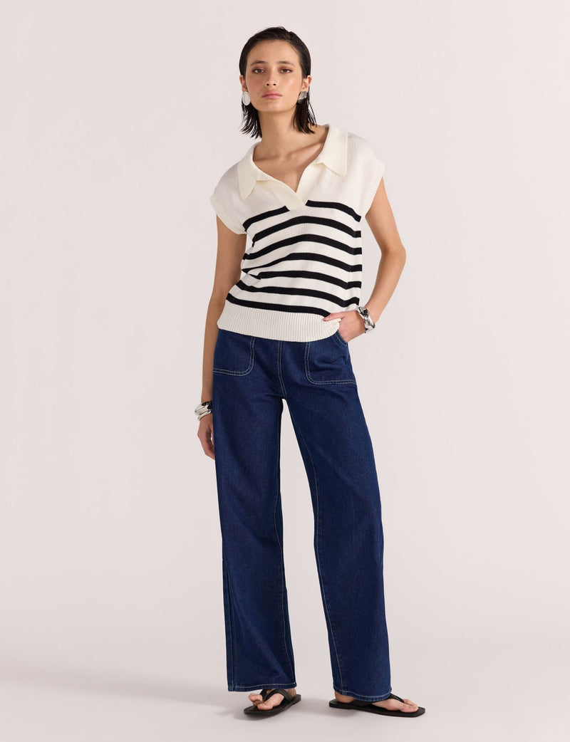 Staple The Label Remi Stripe Polo Knit
