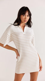 Staple The Label Kiana Stripe Knit Polo Dress