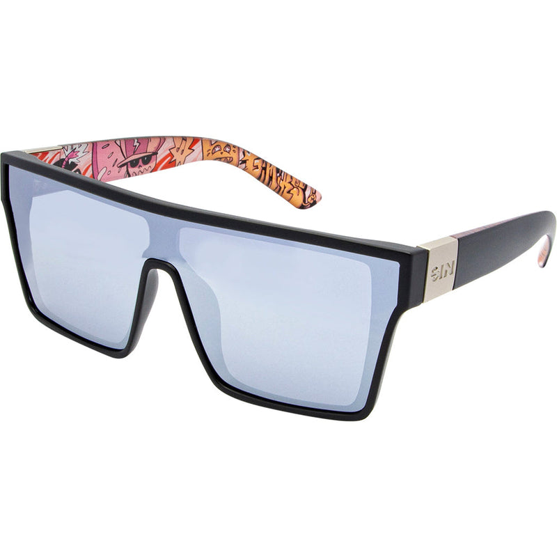 Sin Loose Cannon Black SIlver Flash Mirror Sunglasses