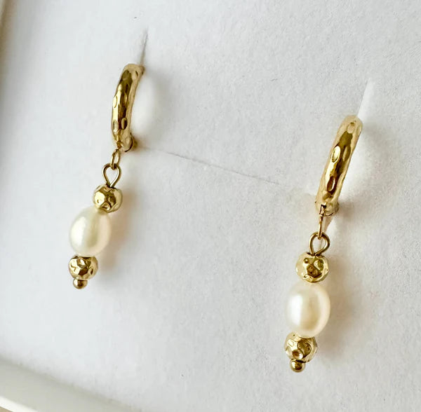 Ever Midnight Run Pearl Huggie Earrings