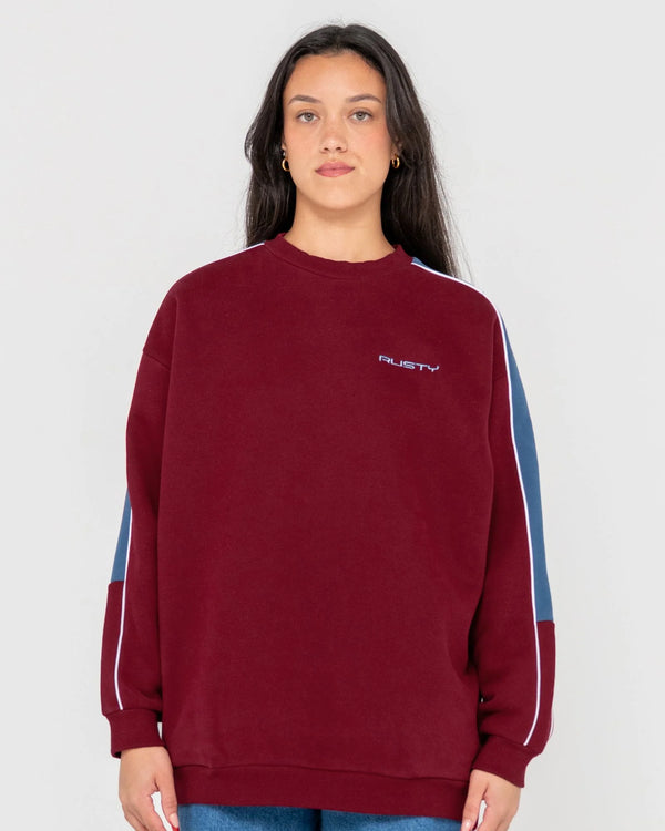 Rusty Two Timer Panelled Fleece Crew
