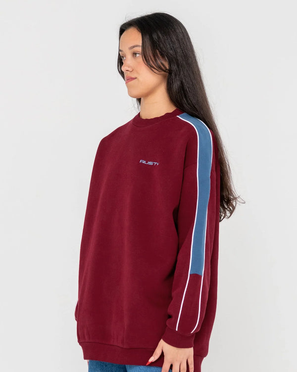 Rusty Two Timer Panelled Fleece Crew