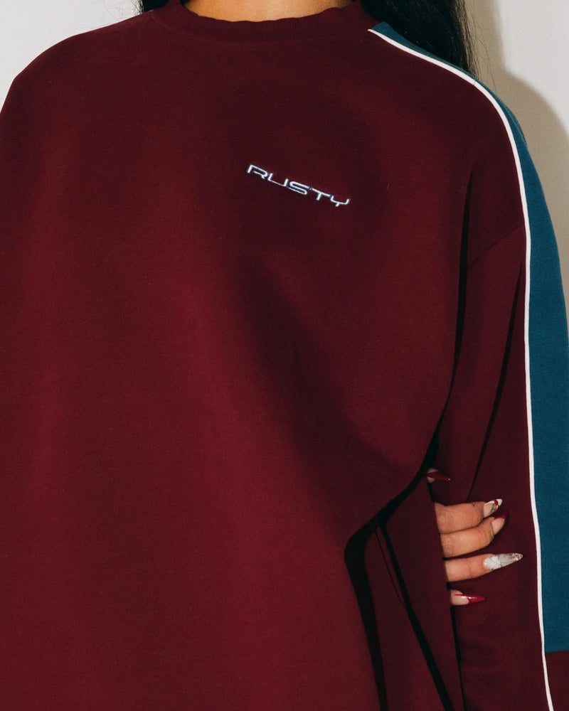 Rusty Two Timer Panelled Fleece Crew