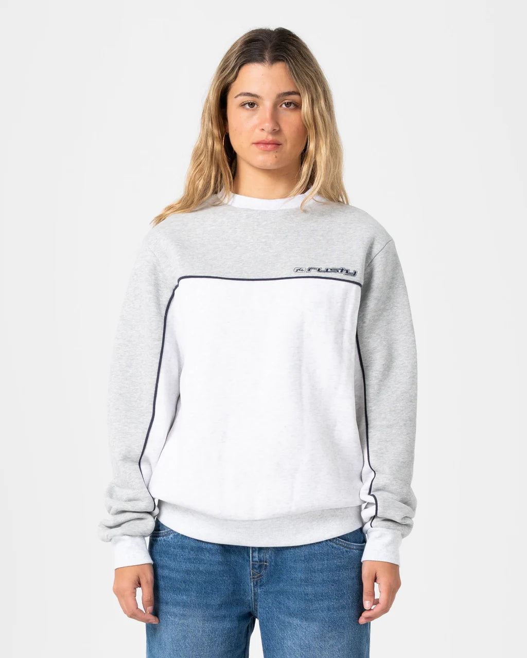 Rusty Polar Popped Panelled Crew Fleece