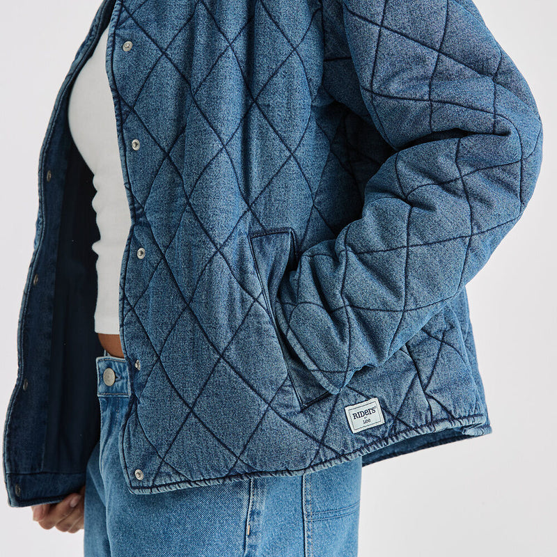 Riders Denim Quilted Bomber Jacket