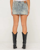 Rusty Dirty Mavericks Denim Mini Skirt