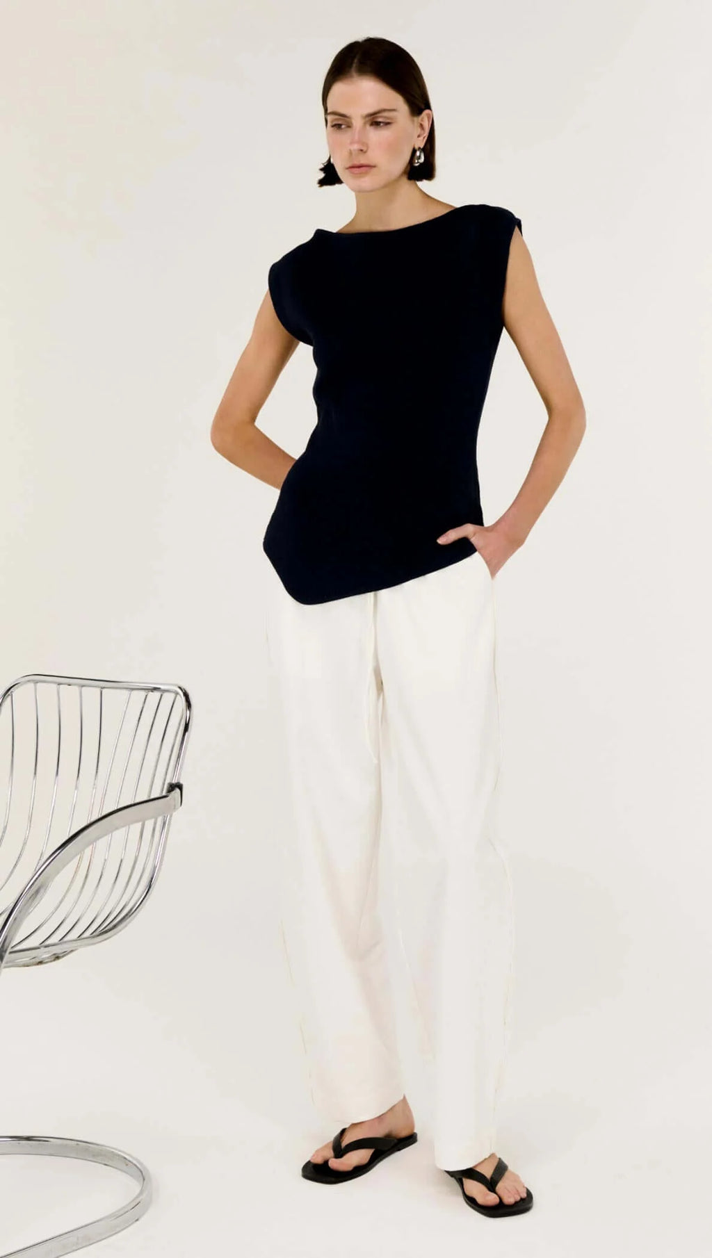 Staple The Label Cassian Assym Knit Top
