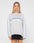 Rusty White Lines LS Crew Neck Knit