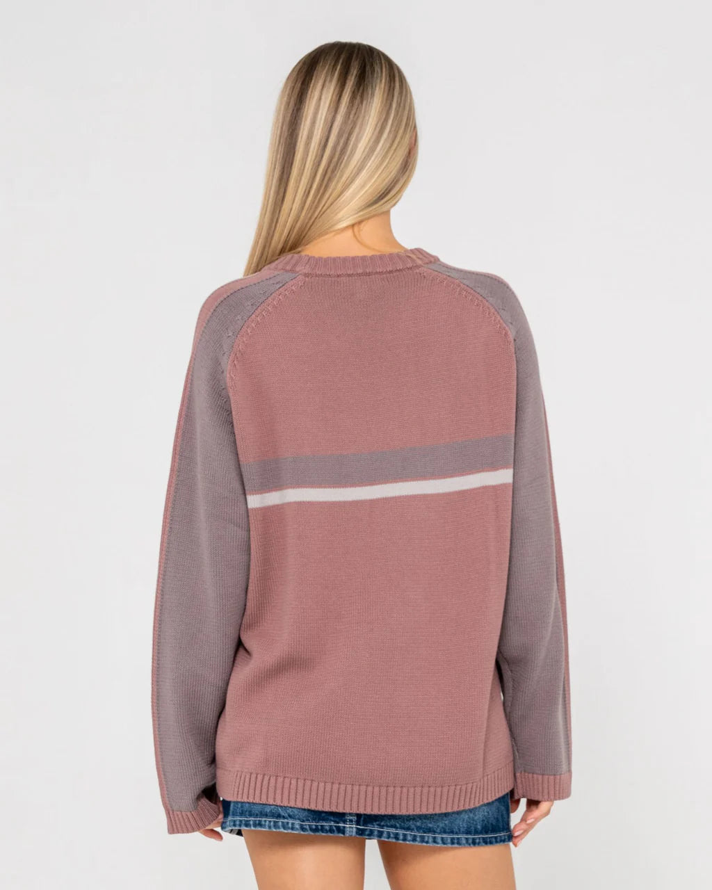 Rusty White Lines Two L/S Crew Neck Knit