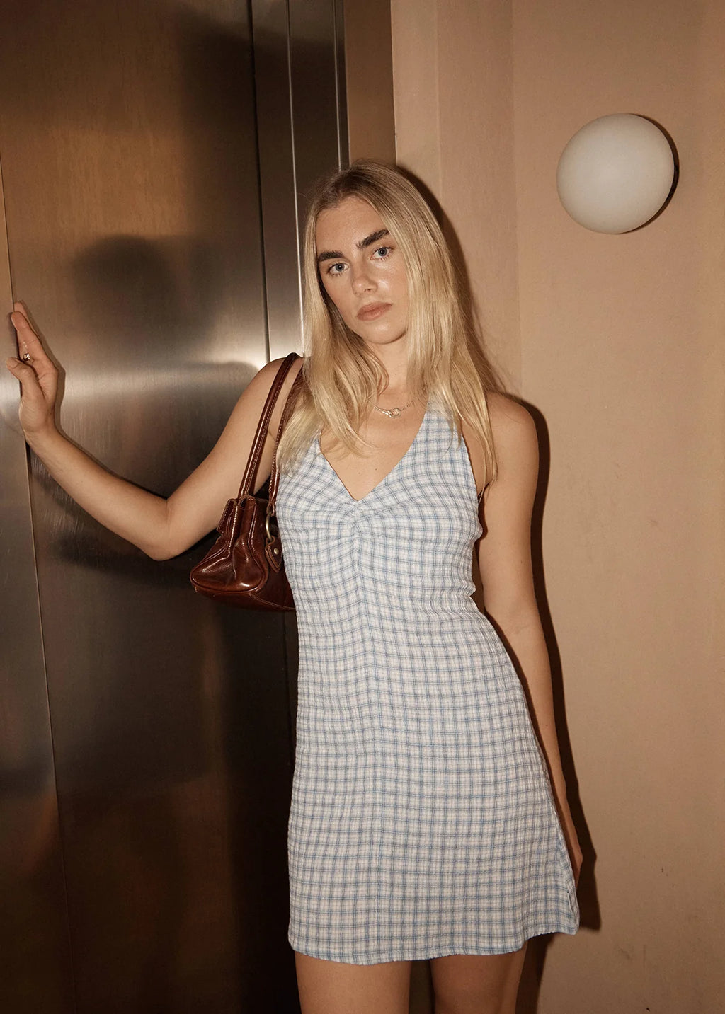 Afends Montana Seersucker Halter Mini Dress