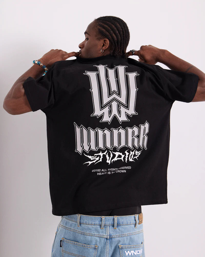 Wndrr Black Bleach Box Fit Tee
