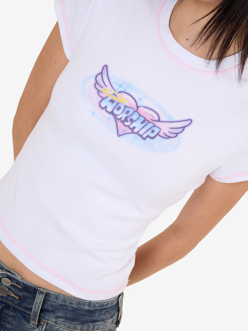 Worship Not Your Angel Cap Sleeve Tee