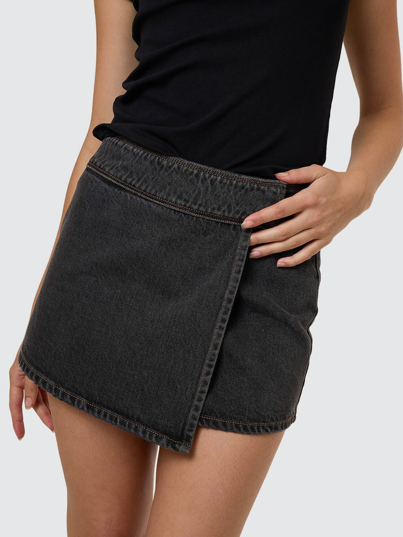 Thrills Night Shift Wrap Mini Skirt