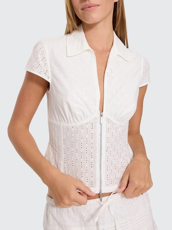 Thrills Danica Broderie Anglaise Top