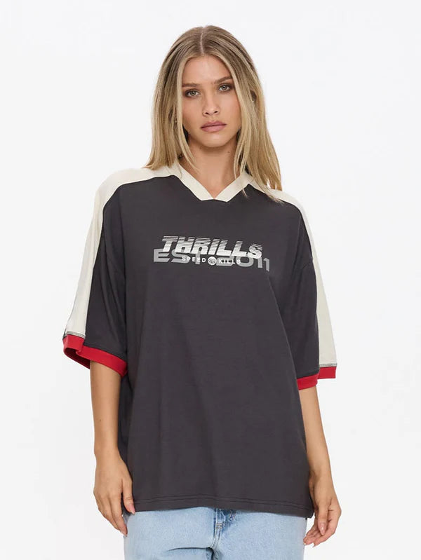Thrills Speed Kills V Neck Oversized Tee