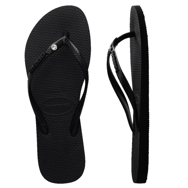Havaianas Slim Metal Logo Crystal Thongs