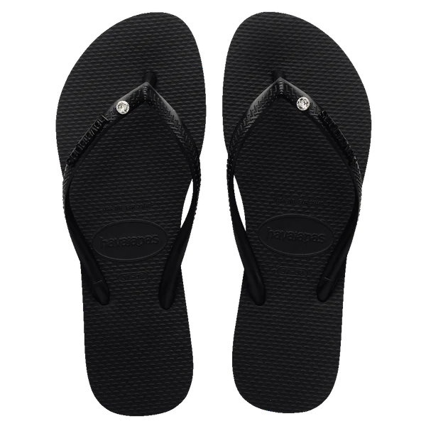 Havaianas Slim Metal Logo Crystal Thongs