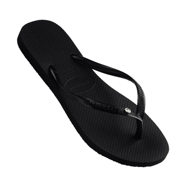 Havaianas Slim Metal Logo Crystal Thongs