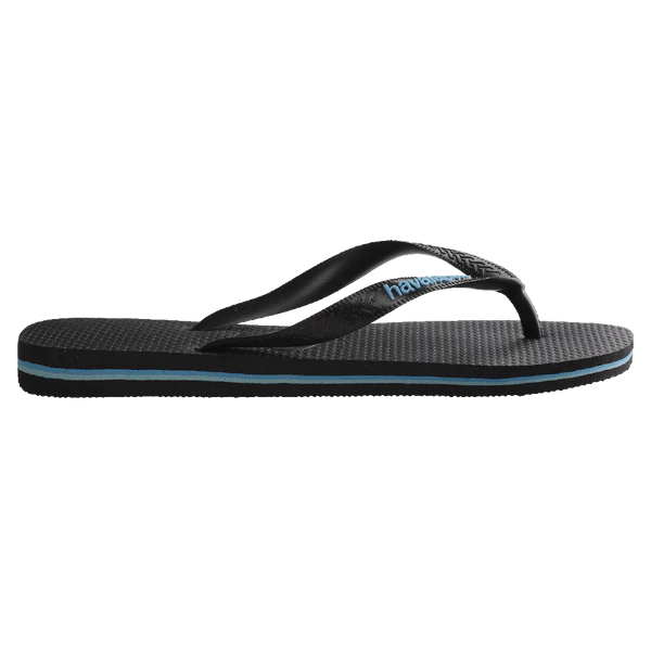 Havaianas Rubber Logo Black Blue Thongs