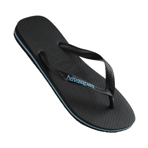 Havaianas Rubber Logo Black Blue Thongs