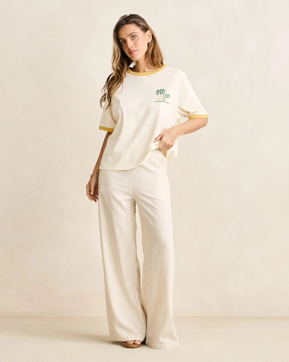 Rhythm Linen Whip Stich Wide Leg Pant