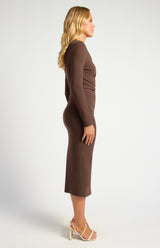 Style State Long Sleeve Ruche Detail Jersey Midi Dress