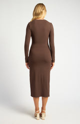 Style State Long Sleeve Ruche Detail Jersey Midi Dress
