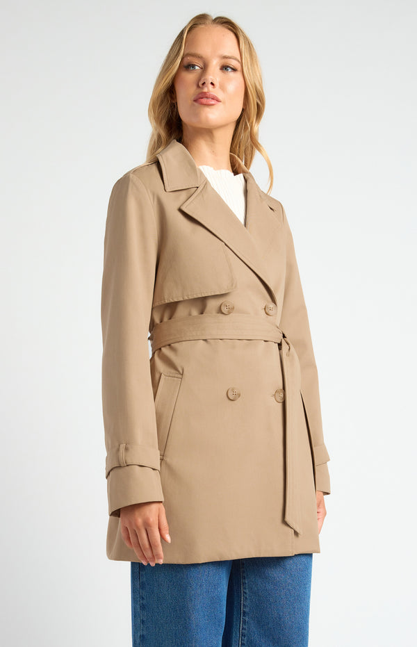 Style State Double Breasted Cropped Trench Coat
