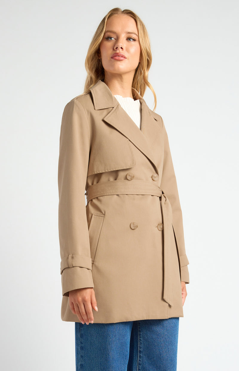 Style State Double Breasted Cropped Trench Coat
