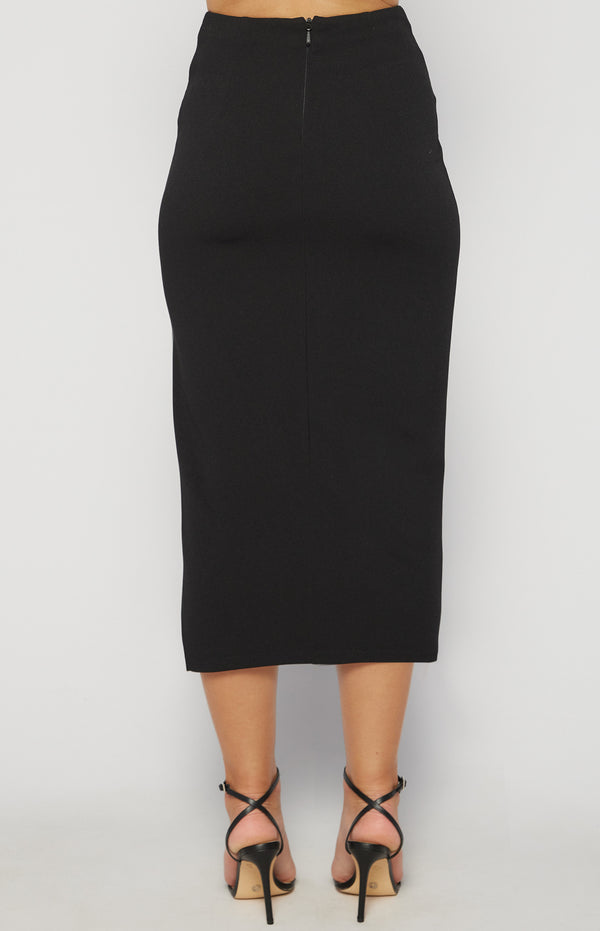 Style State Front Twist Feature Stretch Midi Skirt