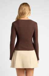 Style State Self Fabric Centre Front Button Detail Jersey Top