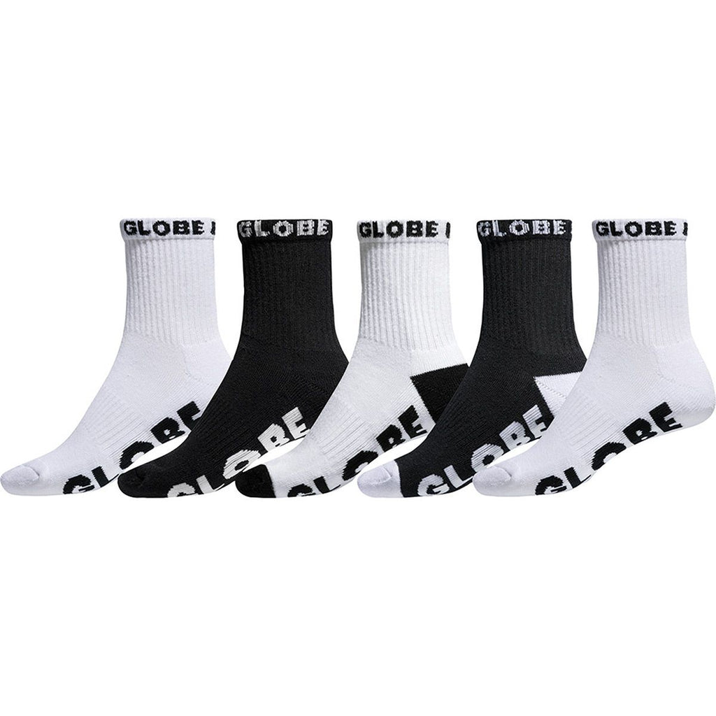 Globe Large Quarter Crew 5 Pack Socks